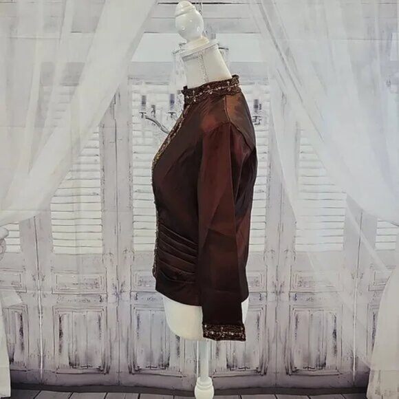 KM Collections Taffeta Beaded Blouse - Picture 3 of 5